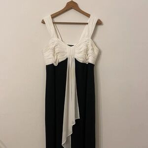 Mango Asymmetrical Dress in Black and Cream